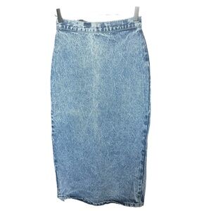Vintage Limited Express Acid Wash Midi Denim Skirt Size 5